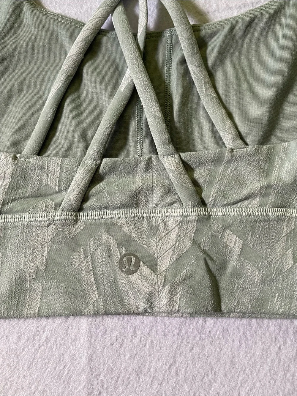 Lululemon athletica Light Green Strappy Sports Bra with Subtle Pattern